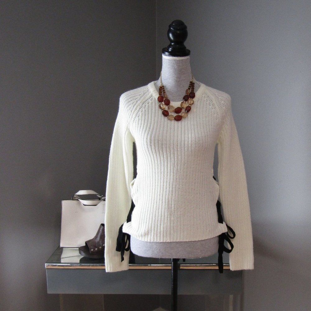 NWT Pink Angel Ivory Sweater w/ Black Ties XL 16